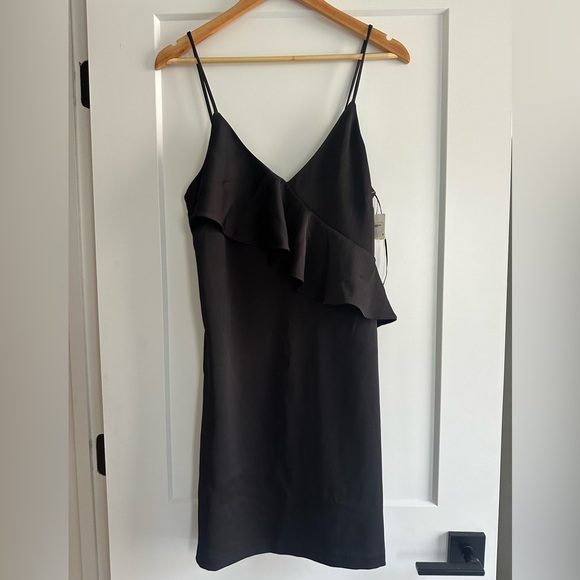 Chelsea28 Dresses & Skirts - NWT Chelsea28 Asymmetrical Black Satin Ruffled Dress Size Small